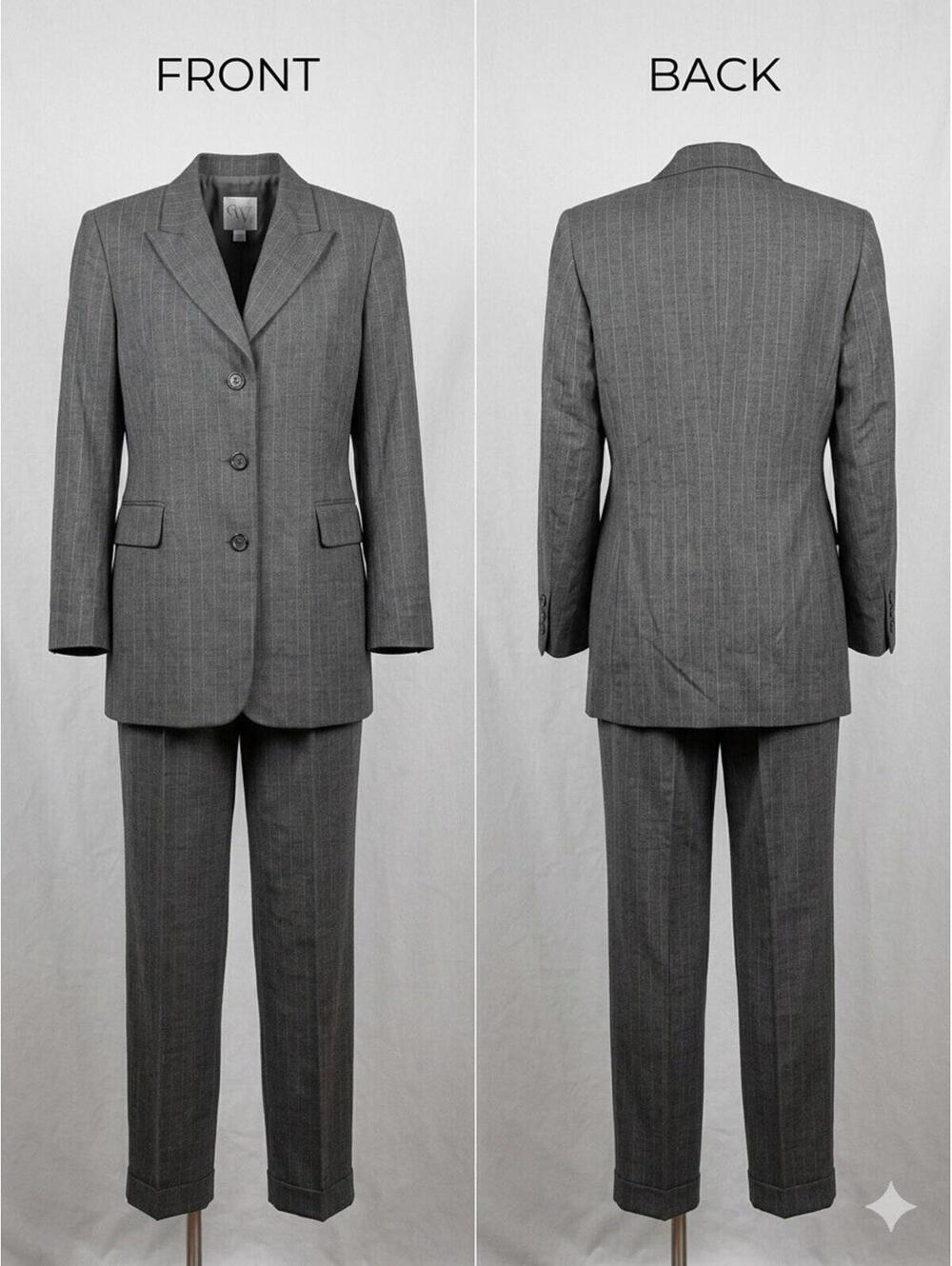 🖤 Clifford & Wills VTG Gray Pinstripe Pantsuit Size 8 Pants 4 Women 23-13 🖤